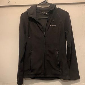 Black Columbia hooded fleece. Size S